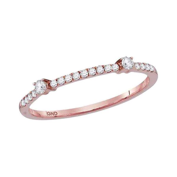 Diamond Single Row Stackable Band Ring 1/6 Cttw 10kt Rose Gold