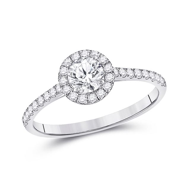 Diamond Halo Bridal Wedding Engagement Ring 3/4 Cttw 14kt White Gold