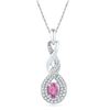 Image 1 : Oval Lab-Created Pink Sapphire Solitaire Pendant 3/8 Cttw 10kt White Gold