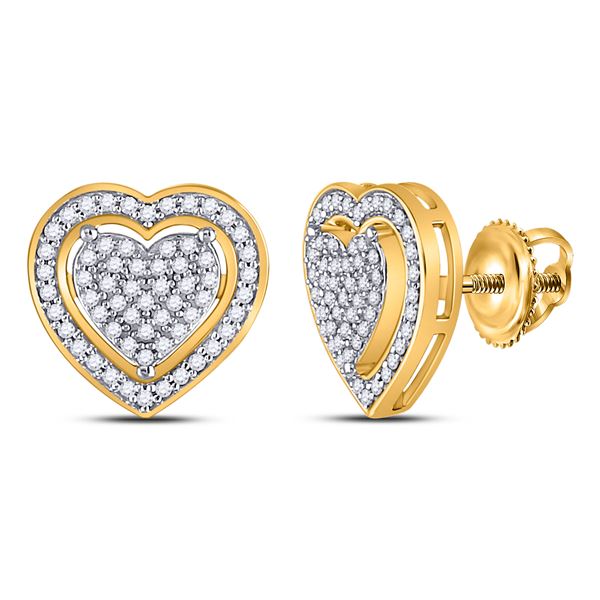 Diamond Heart Earrings 1/4 Cttw 10kt Yellow Gold