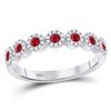 Image 1 : Ruby Circle Stackable Band Ring 1/2 Cttw 10kt White Gold