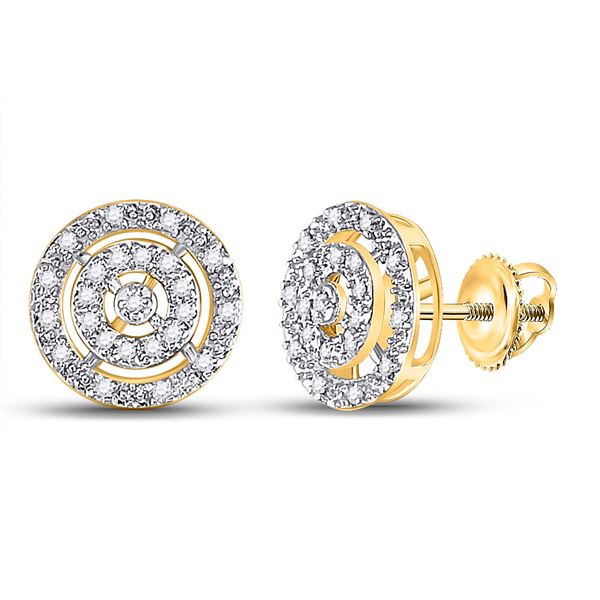 Diamond Circle Stud Earrings 1/20 Cttw 10kt Yellow Gold