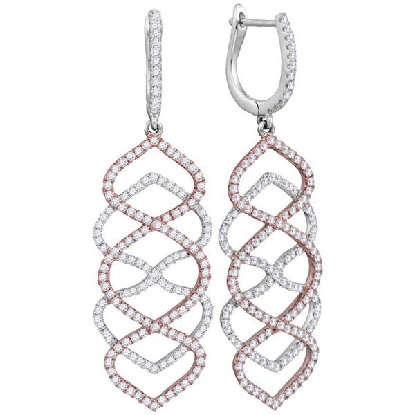 Diamond Wave Dangle Earrings 1-3/8 Cttw 18kt White Gold