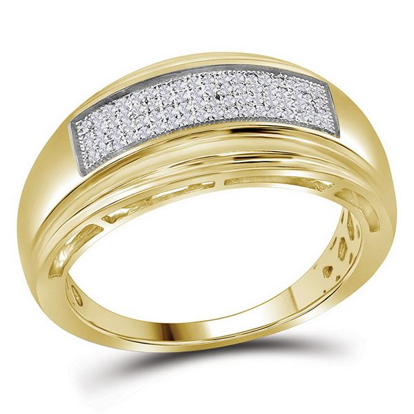 Yellow-tone Sterling Silver Mens Diamond Wedding Band Ring 1/5 Cttw Yellow-tone Sterling Silver