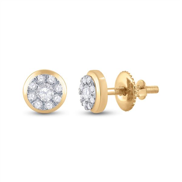 Diamond Cluster Earrings 1/2 Cttw 14kt Yellow Gold
