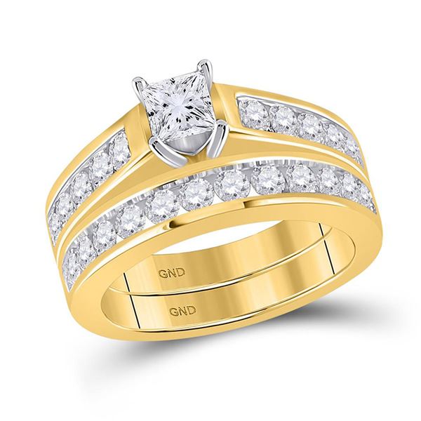 Princess Diamond Bridal Wedding Ring Band Set 2 Cttw 14kt Yellow Gold