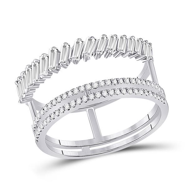Baguette Diamond Modern Negative Space Ring 5/8 Cttw 14kt White Gold