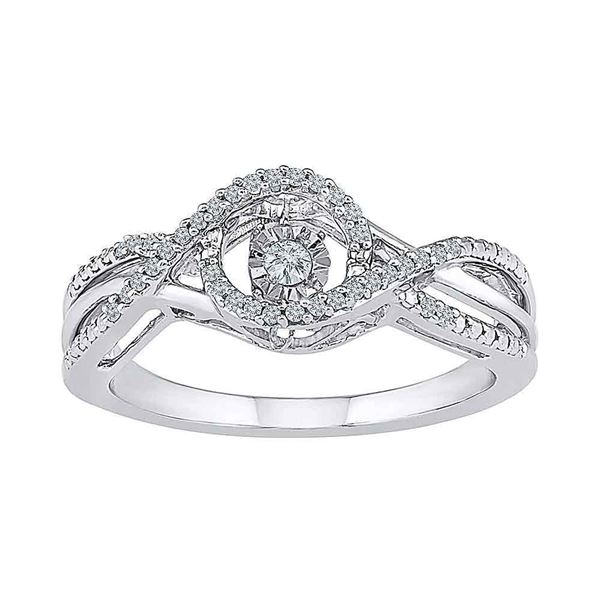 Diamond Moving Twinkle Solitaire Ring 1/6 Cttw 10kt White Gold