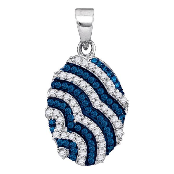 Diamond Striped Oval Pendant 1/3 Cttw 10kt White Gold