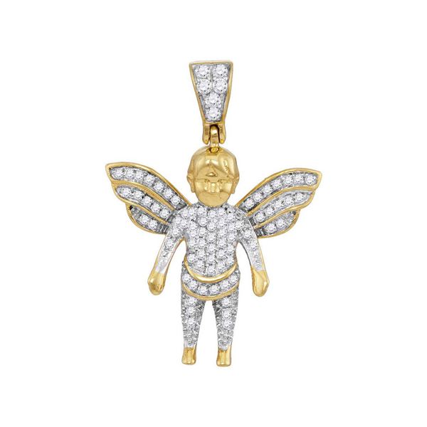 Mens Diamond Guardian Angel Charm Pendant 1/3 Cttw 10kt Yellow Gold