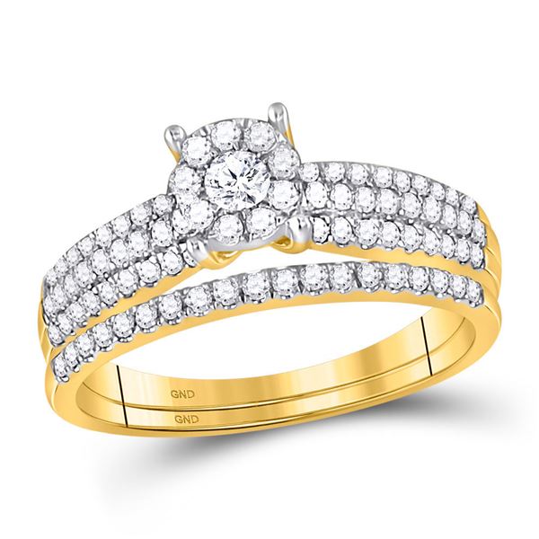 Diamond Bridal Wedding Ring Band Set 1/2 Cttw 14kt Yellow Gold