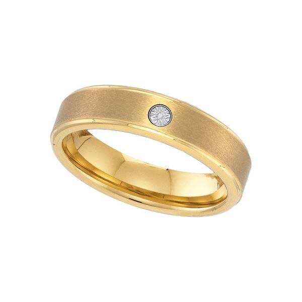 Yellow-tone Tungsten Carbide Mens Diamond Band Ring .01 Cttw Size 12 Yellow-tone Tungsten