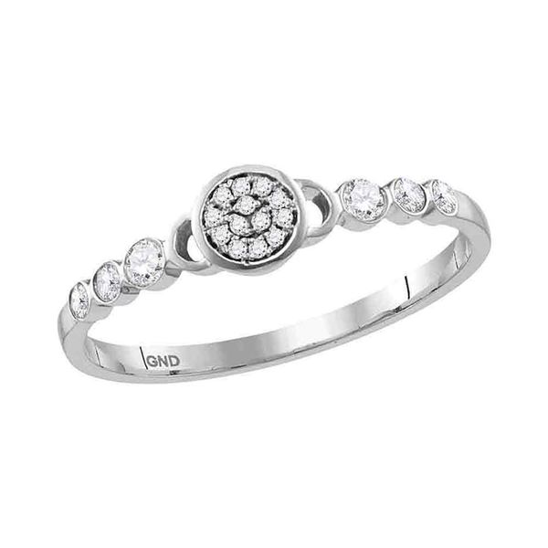 Diamond Cluster Stackable Band Ring 1/6 Cttw 10kt White Gold
