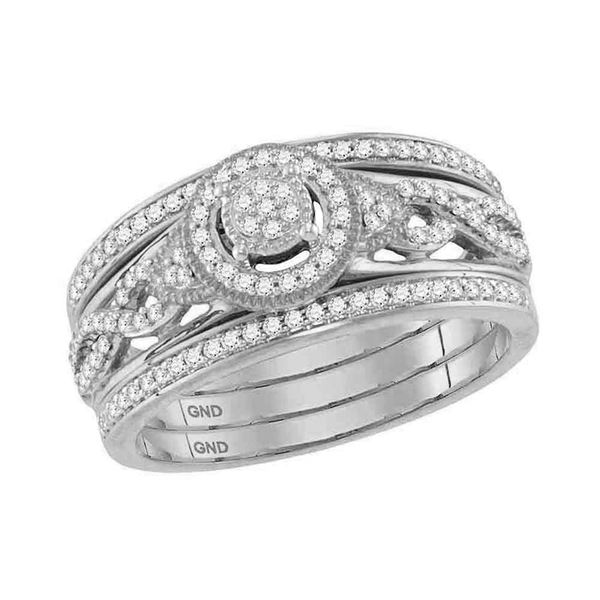 Diamond Bridal Wedding Ring Band Set 1/3 Cttw 10kt White Gold