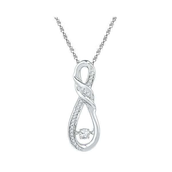 Diamond Moving Twinkle Solitaire Infinity Pendant 1/6 Cttw 10kt White Gold
