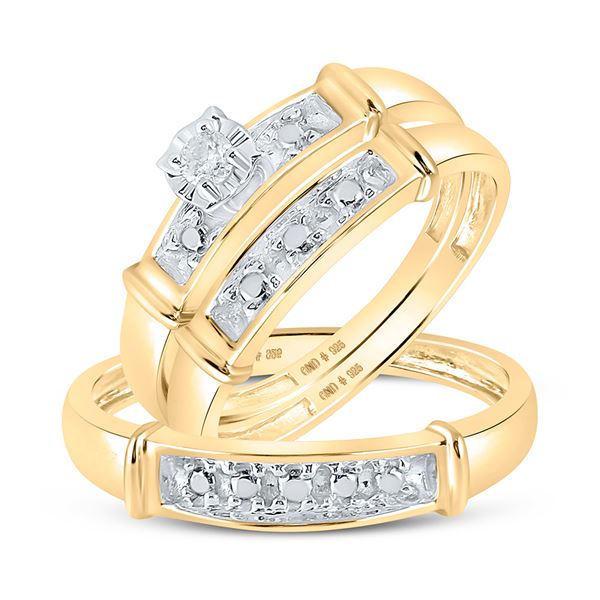 Yellow-tone Sterling Silver His Hers Diamond Matching Wedding Set 1/20 Cttw Yellow-tone Sterling Sil