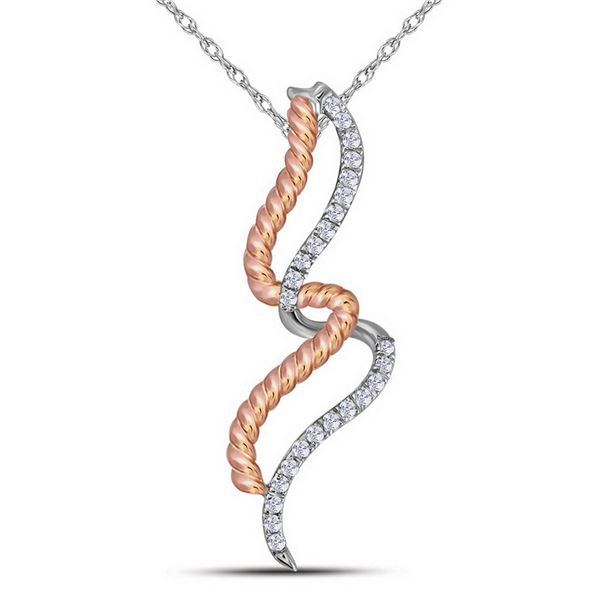 Diamond Fashion Pendant 1/10 Cttw 10kt Two-tone Gold