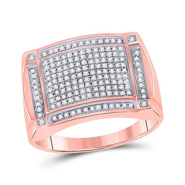 Mens Diamond Cluster Ring 1/2 Cttw 10kt Rose Gold