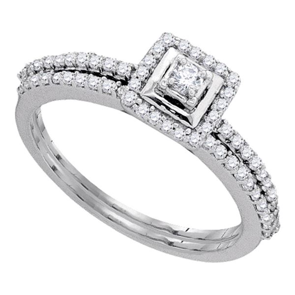 Diamond Slender Bridal Wedding Ring Band Set 1/3 Cttw 10kt White Gold