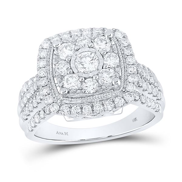 Diamond Right Hand Cluster Cushion Ring 1-1/2 Cttw 14kt White Gold