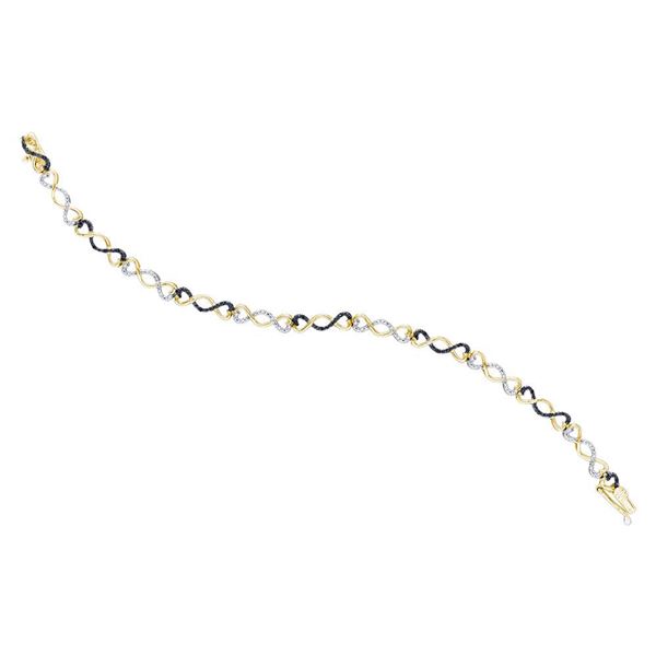 Black Color Enhanced Diamond Infinity Bracelet 1/4 Cttw Sterling Silver