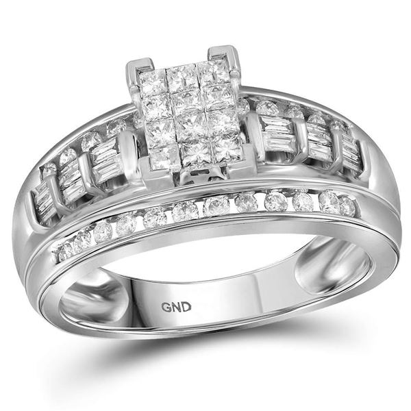 Princess Diamond Cluster Bridal Wedding Engagement Ring 1/2 Cttw 10kt White Gold