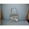 a silver mesh hand bag w floral embroidery #1913207