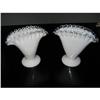 Image 1 : fenton glass fan vases w silver sheen! #1913237