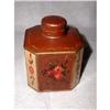 Belgium Tin Box Tole Painted Hexagonal C.1880 #1918686