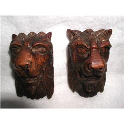 English Lion Carvings Pair C.1860 #1918693