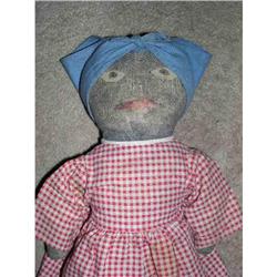 14" Black Cloth Doll with Blue Bandana #1918813