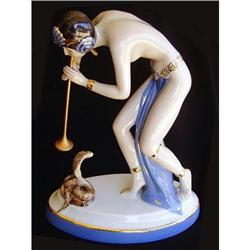 Art Deco Female Snake Charmer Royal Dux #1918933