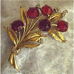 Red Cabochon/Rhinestone Brooch #1918983