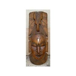 Elephant Carved African Face Mask Inlay Wooden #1919628