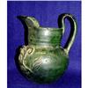 Image 1 : Engraved Redware Handled Jug with Green Slip #1919630