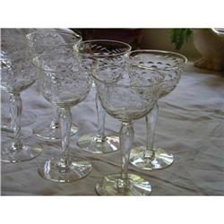 Etched Blown Stems Set of 8 Libbey #1937317