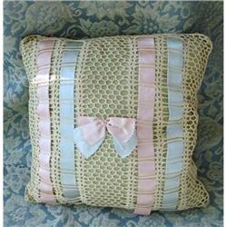 ANTIQUE DECORATIVE PILLOW-RIBBONS&CROCHEY #1937513