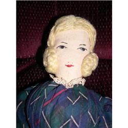 15" Early Blonde Cloth Doll With Spool Arms #1937761