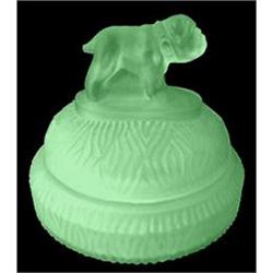 SPIKE Bulldog Green Frosted Glass Powder Jar #1937890