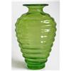 Image 1 : Green Art Deco Ribbed Art Glass 11 in Vase #1938057