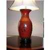 Image 1 : Chinese Red Lacquer Lamp with Raised Curios #1938164