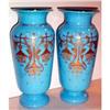 Image 1 : Two Hand Painted Blue Bristol Glass Footed #1946482