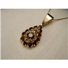 Image 1 : 18K Pink Rose Gold Filigree Garnet Drop Pendant#1946610