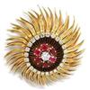 Image 1 : Elaborate Gold Brooch with Diamonds and Rubies #1965108