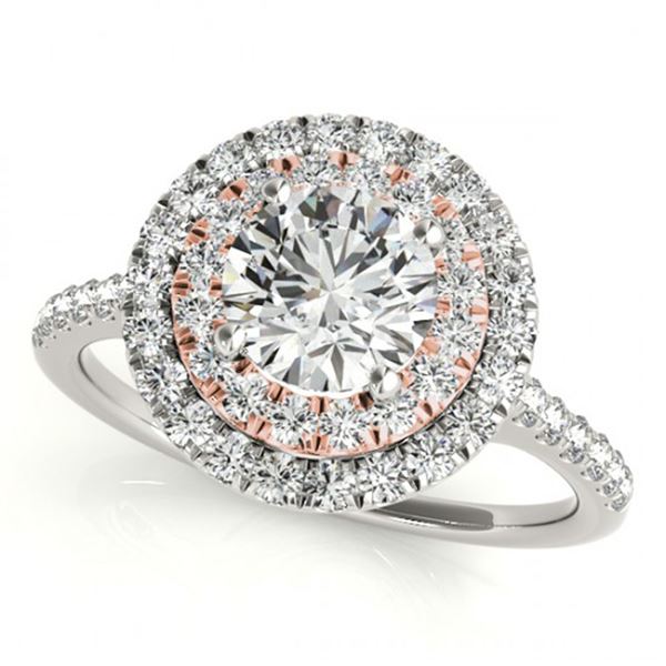 1 ctw Certified VS/SI Diamond Solitaire Halo Ring 18k 2Tone Gold - REF-114H5R