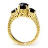 Image 2 : 2.50 ctw VS Black Diamond 3 Stone Ring 14k Yellow Gold - REF-52F4M