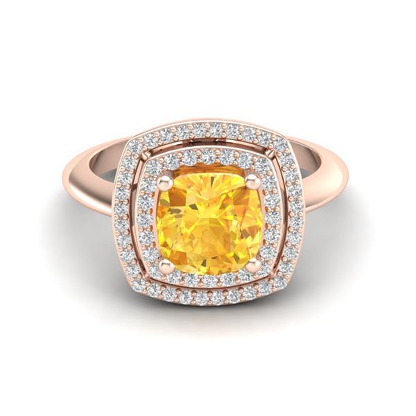 1.77 ctw Citrine & Micro VS/SI Diamond Pave Ring 14k Rose Gold - REF-42N3F