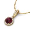 Image 1 : 2.75 ctw Garnet & Micro Pave VS/SI Diamond Necklace 18k Yellow Gold - REF-45X3A