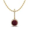Image 2 : 2.75 ctw Garnet & Micro Pave VS/SI Diamond Necklace 18k Yellow Gold - REF-45X3A