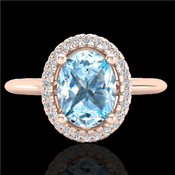 2 ctw Sky Blue Topaz & Micro VS/SI Diamond Ring Halo 14k Rose Gold - REF-30K3Y